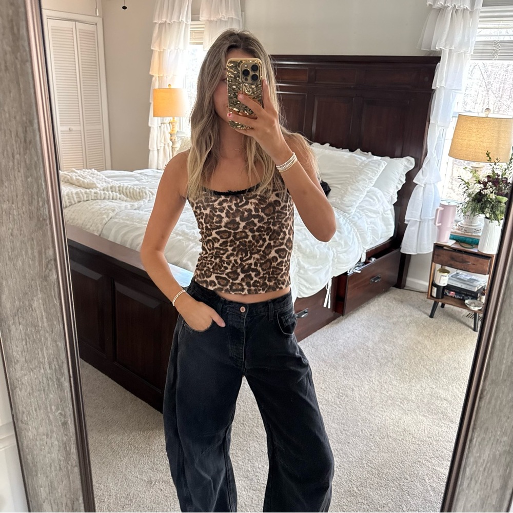 Leopard Print Camisole with Black Trim